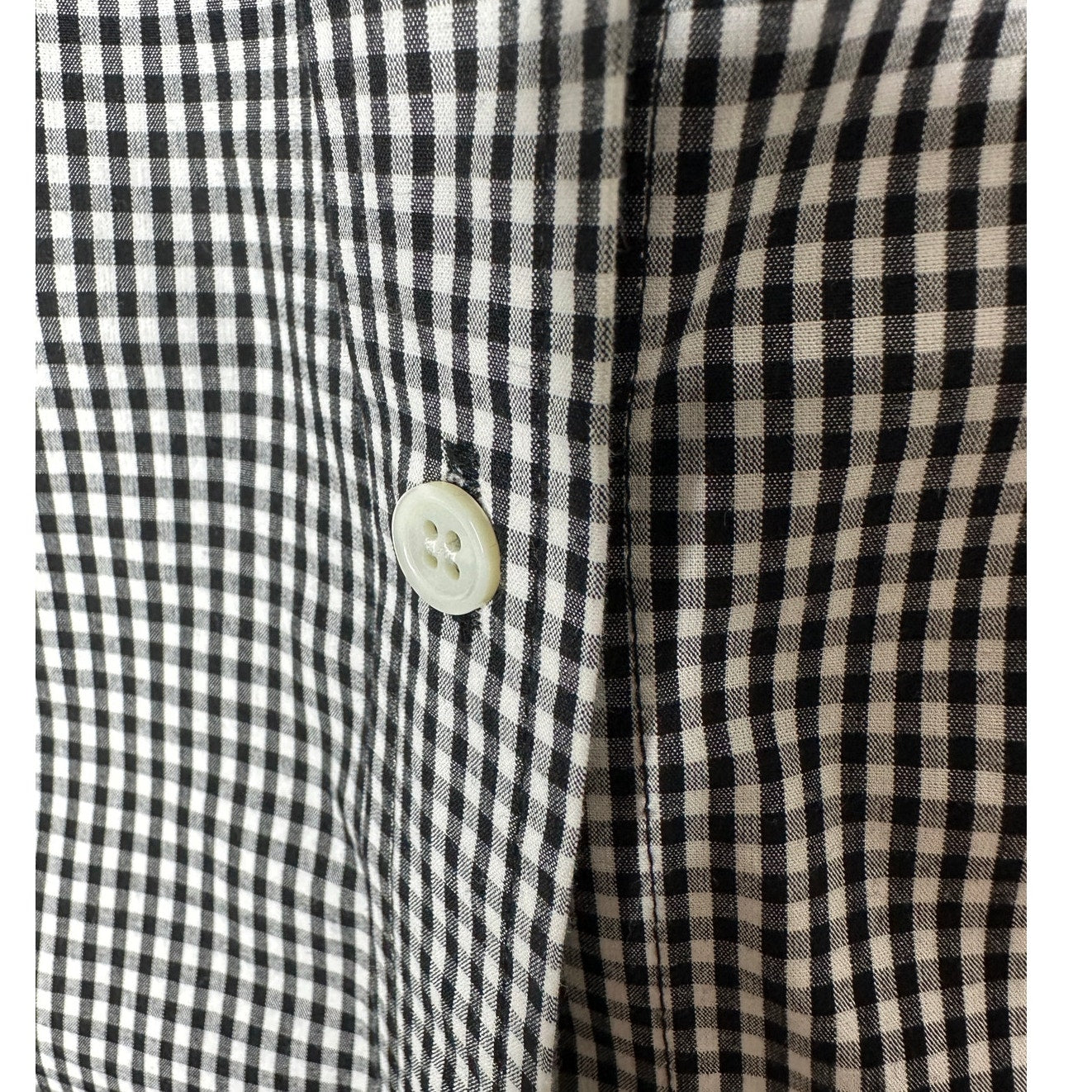 Frame Black & White Gingham Sleeveless Shoulder Pad Button Collared Shirtdress S