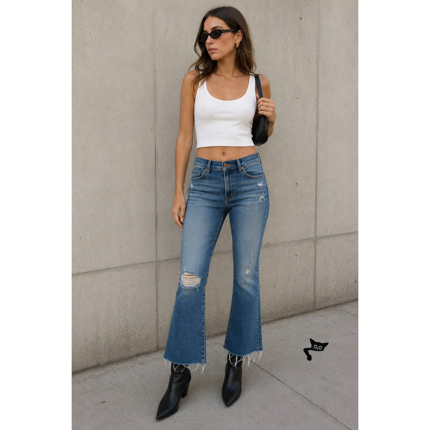 Mother Nomad Crop Fray Jeans Blue Womens 26