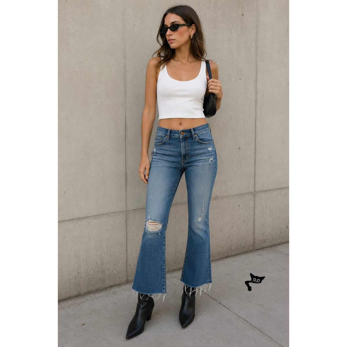 Mother Nomad Crop Fray Jeans Blue Womens 26