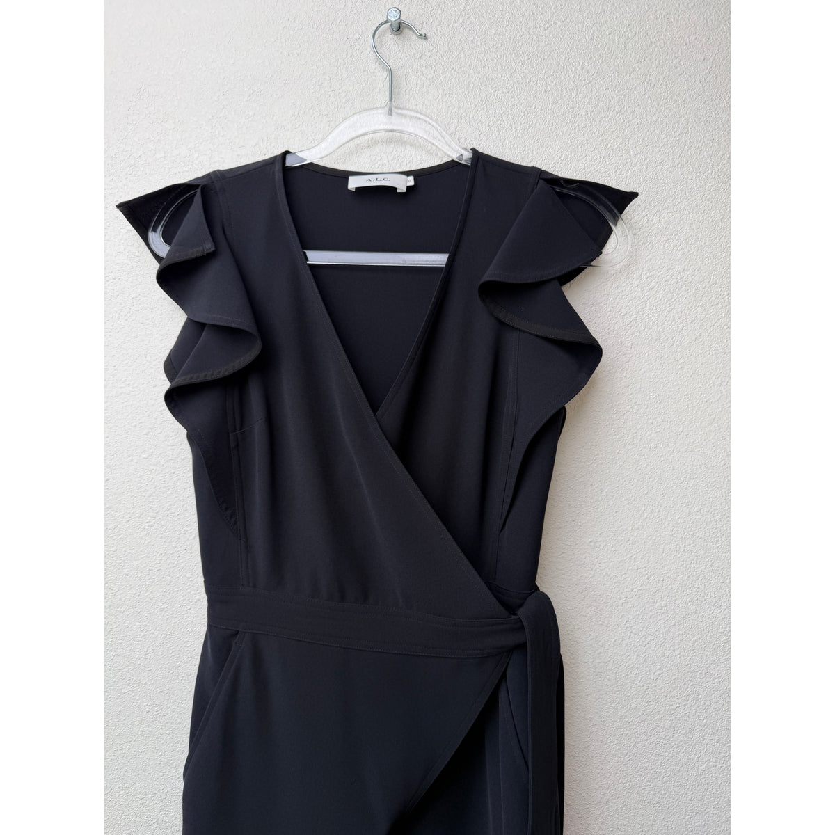 A.L.C. Wilder Black Wrap Flare Jumpsuit Womens 0