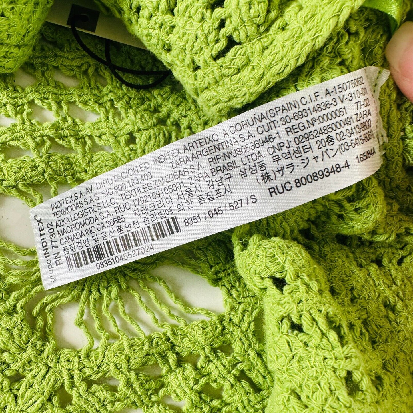 NWT Zara Cute Boho Lime Green Square Neck Boxy Crochet Crop Tank Top Small