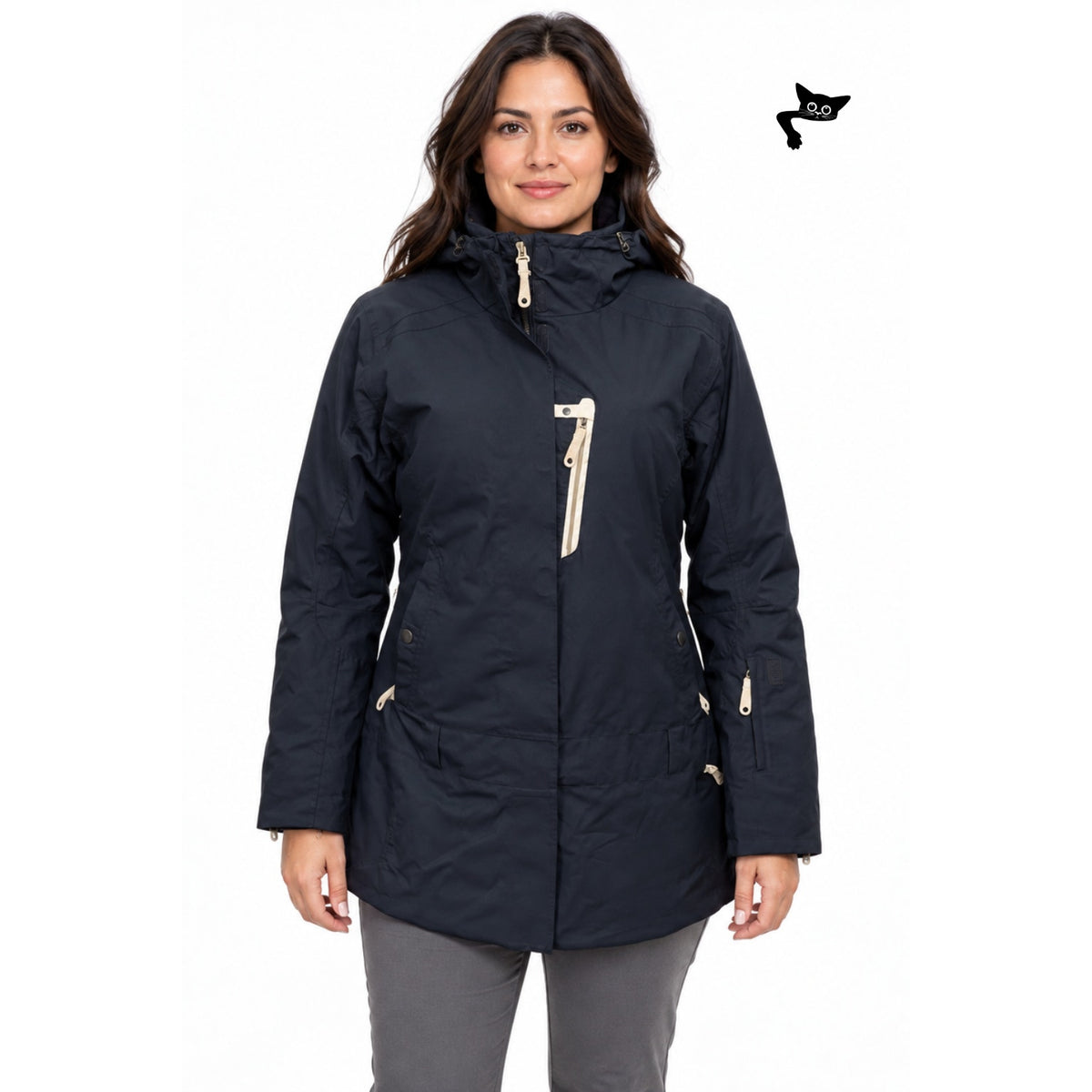 NILS Dark Slate Hooded Insulated Ski Jacket Women US 12