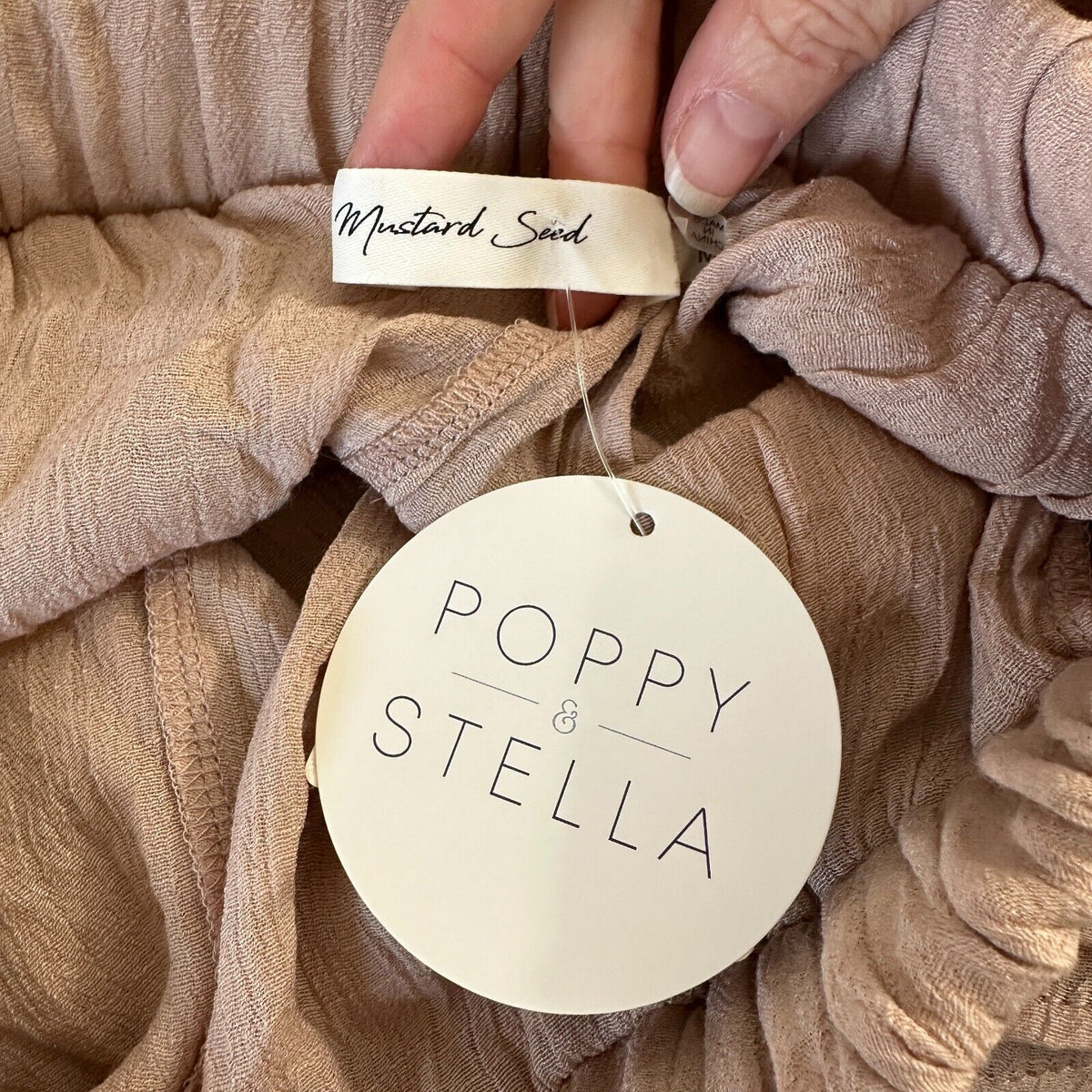 NWT Mustard Seed Poppy & Stella Dusty Rose Lined Pleated Teri Ruffle Mini Med