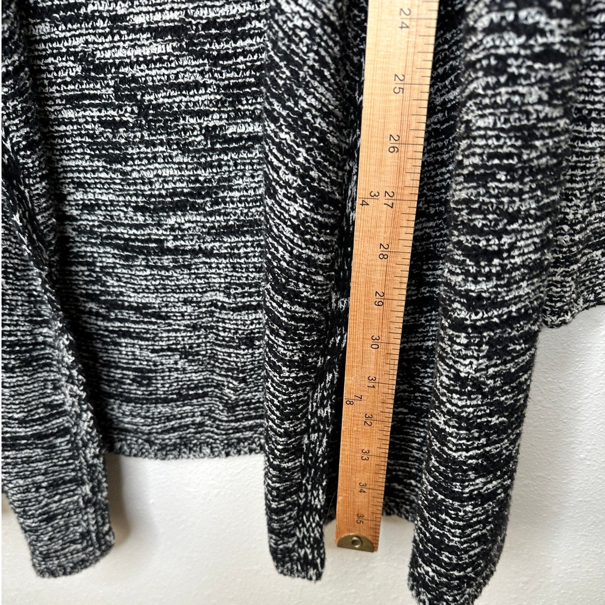 Caslon Black & White Burled Long Sleeve Long Line Cardigan Sweater S