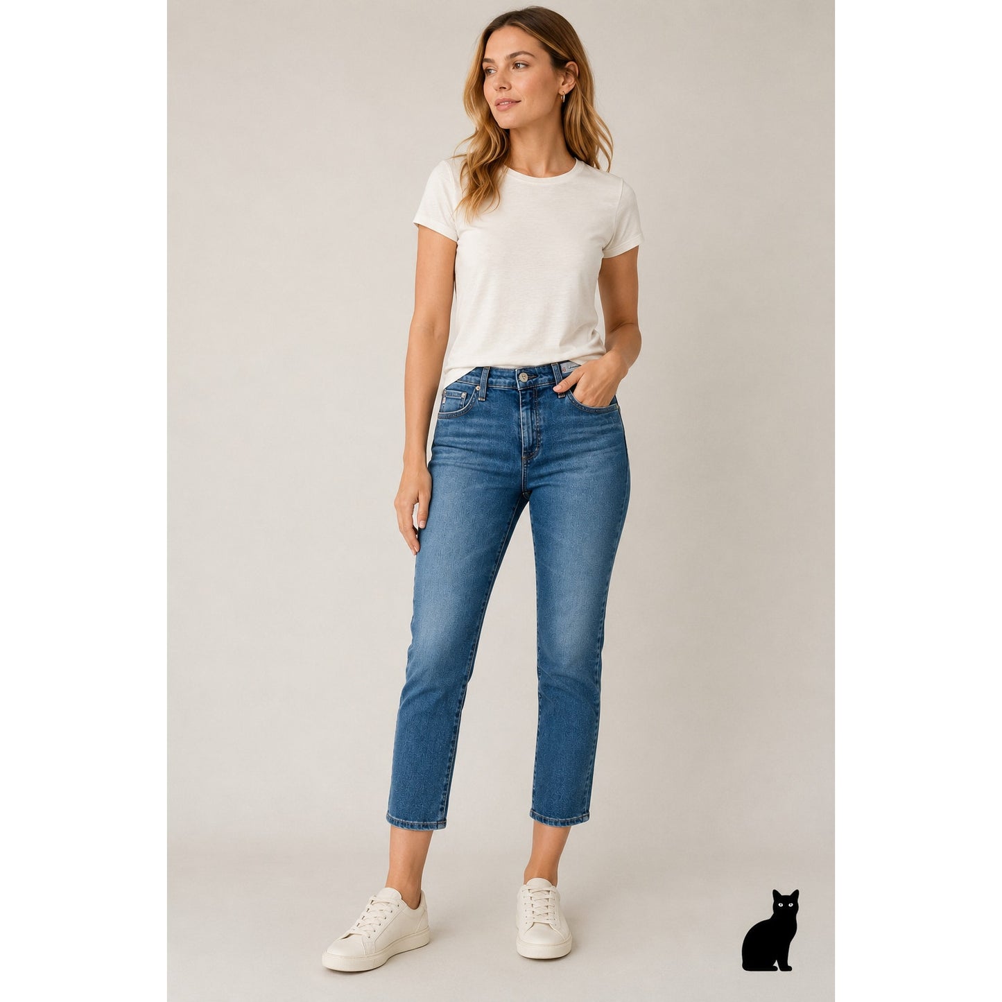 AG Muted Medium Wash Prima Crop Cigarette Leg Japanese Fabric Jeans 29