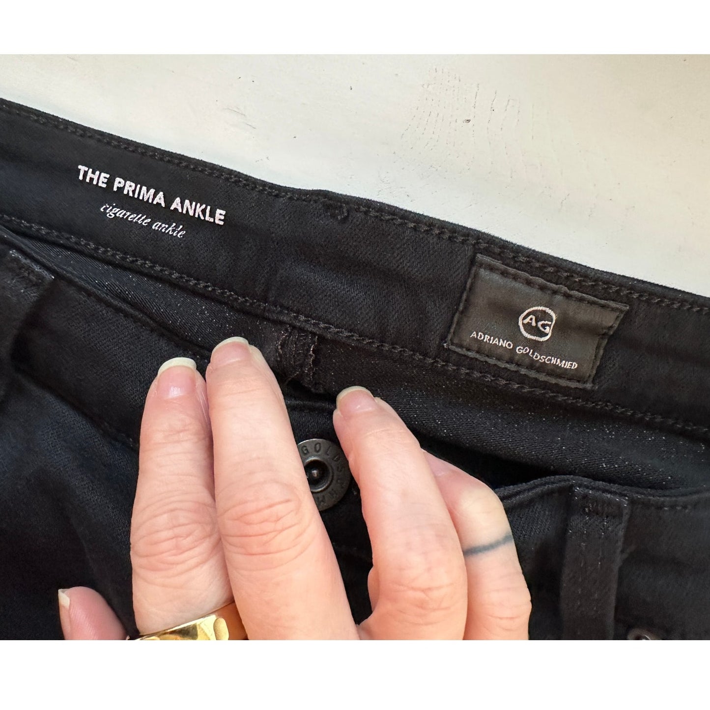 AG Prima Ankle Cigarette Jeans Super Black Women's US 32