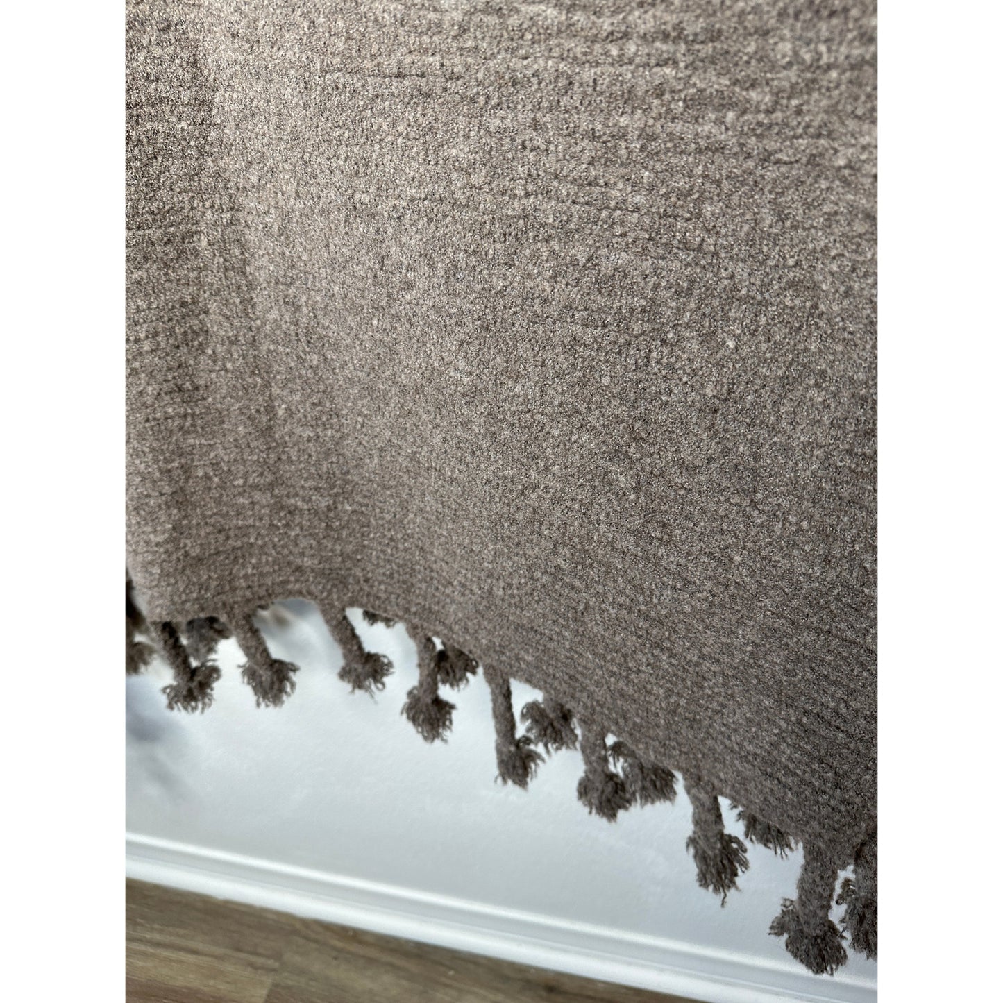 NWT The Row Follain Fringed Poncho in Fawn Melange Wool Cashmere Pullover Sweater
