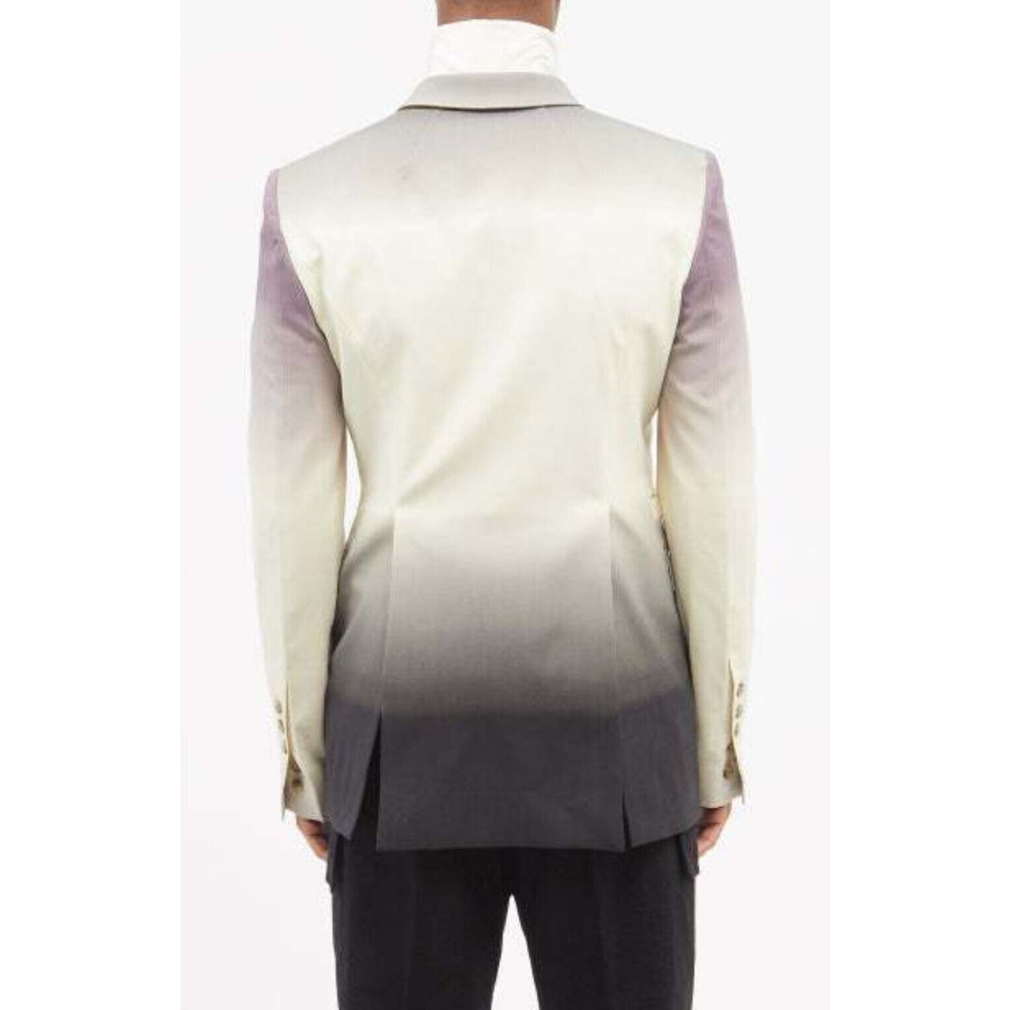 Rick Owens Cream Slim Fit Degrade Black Eggplant Virgin Wool Blazer Jacket 38