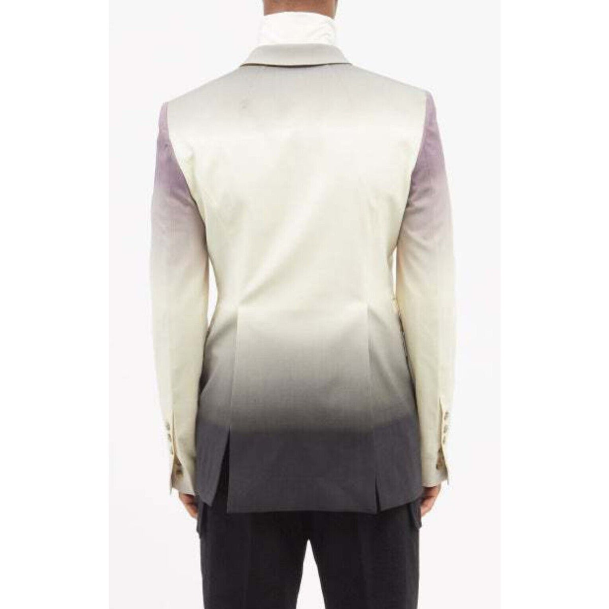 Rick Owens Cream Slim Fit Degrade Black Eggplant Virgin Wool Blazer Jacket 38