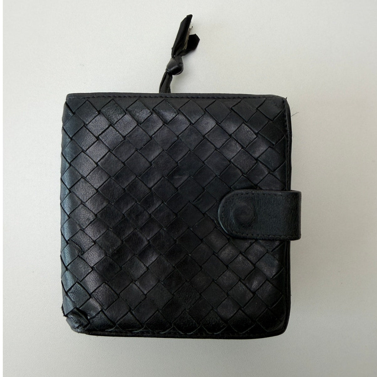 Bottega Veneta Intrecciato Black Leather Zip Wallet Italy Woven