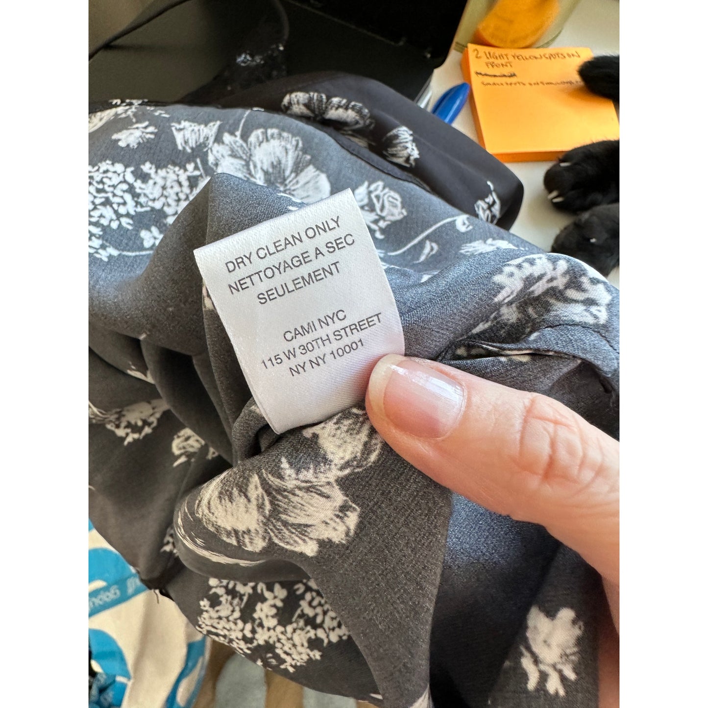 Cami NYC Black White Floral Lace Trim Silk Racer Cami Tank Top XS