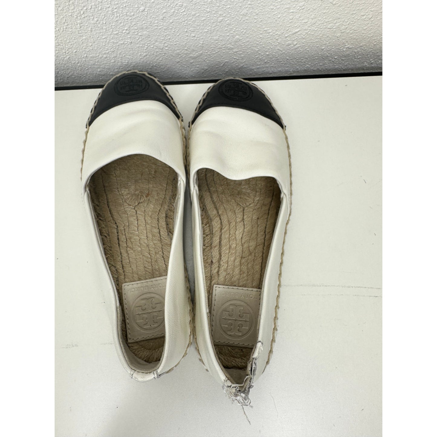 Tory Burch Black & White Colorblock Round Toe Espadrille 5