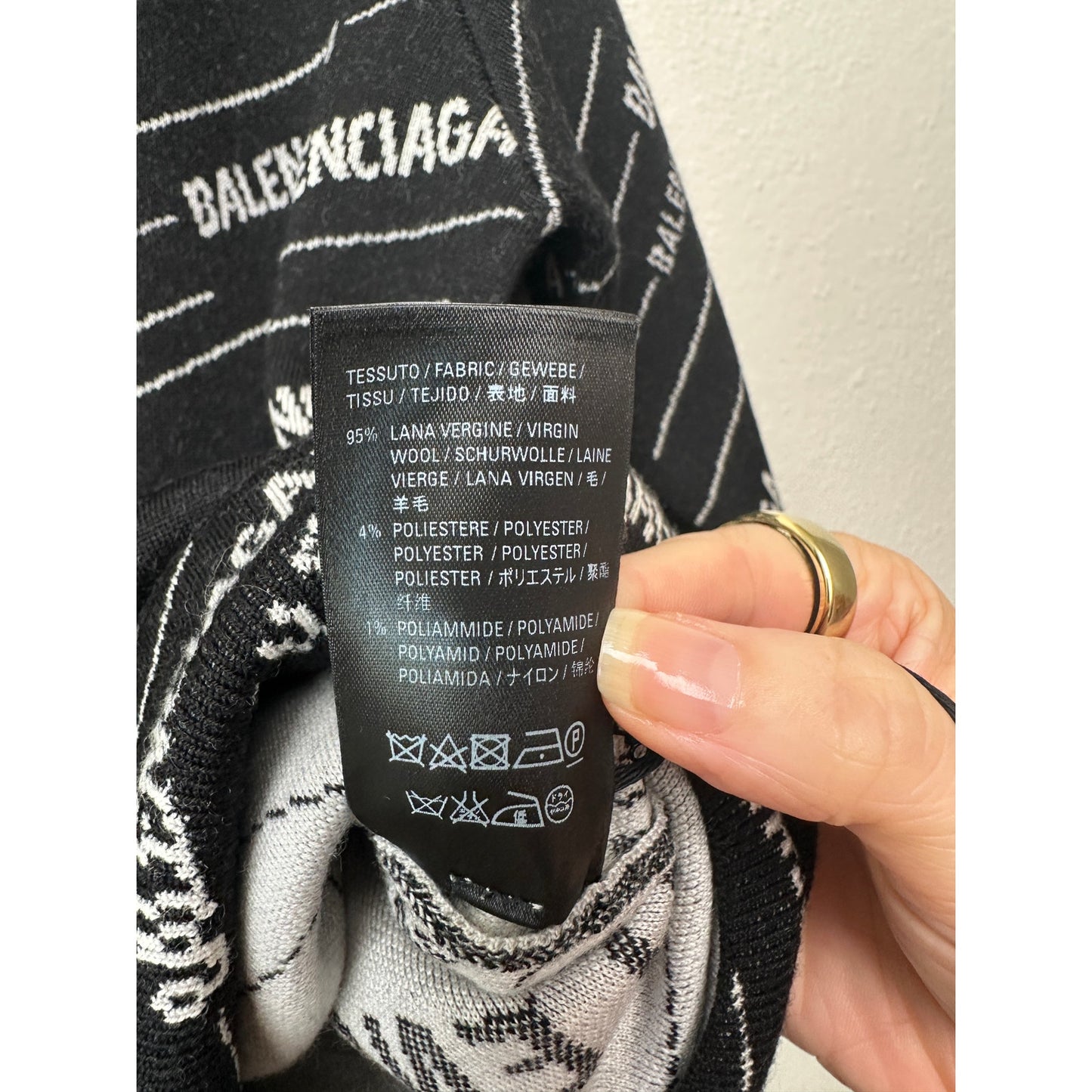 NWT Balenciaga Logo Intarsia Wool-Blend Sweater Black Men's XL