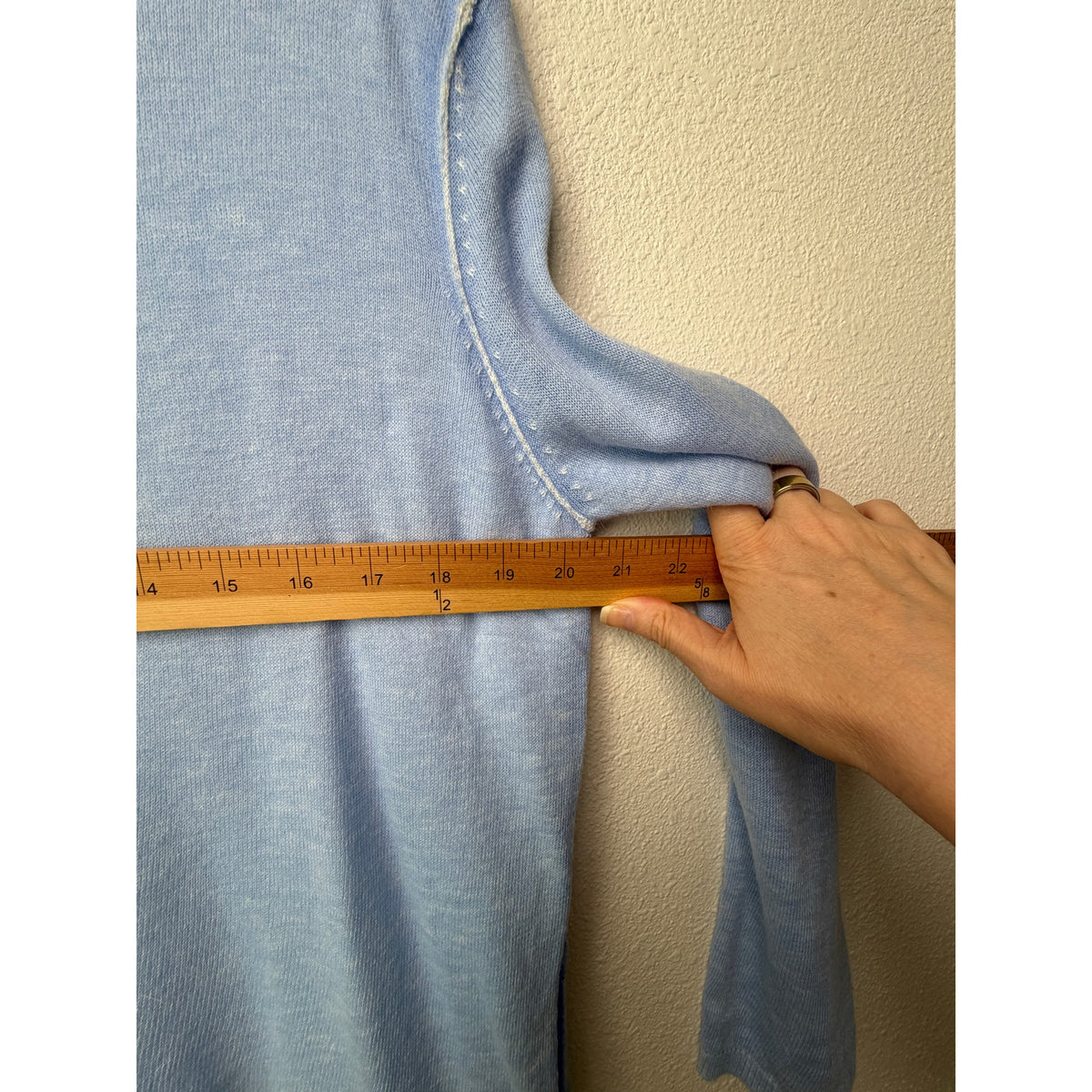 Nati Blue White Layered Knit Sweater Women M