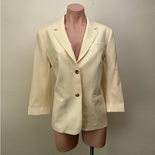 The Row Cream Wool-Silk Two-Button Blazer Jacket Women’s 14