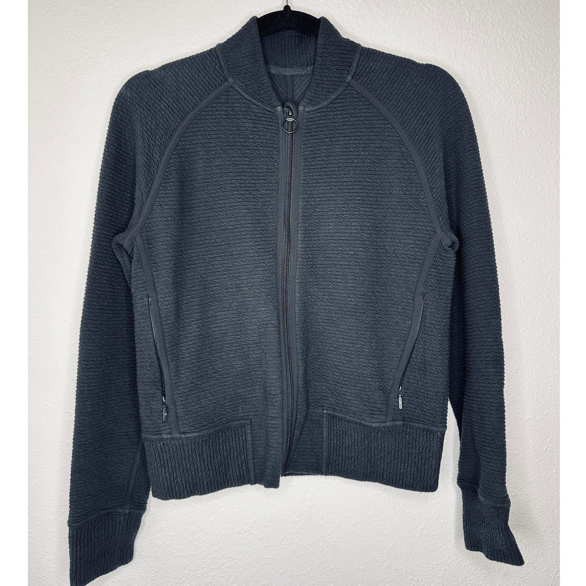 Lululemon Black On Repeat Ribbed Long Sleeve Zip Bomber Jacket 4