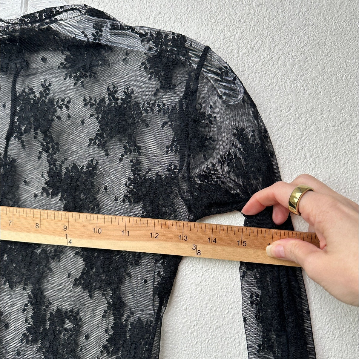 Free People Lady Lux Black Sheer Lace Floral Top XS