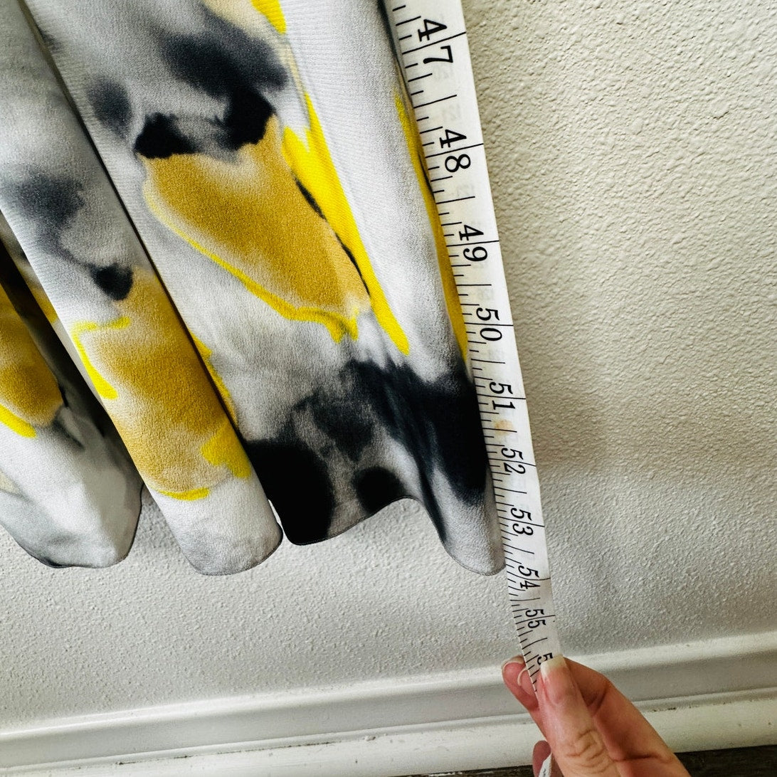 Chloe Silk Slip Maxi Dress Black Gray Yellow MultiColor Tie Dye abstract sz 2