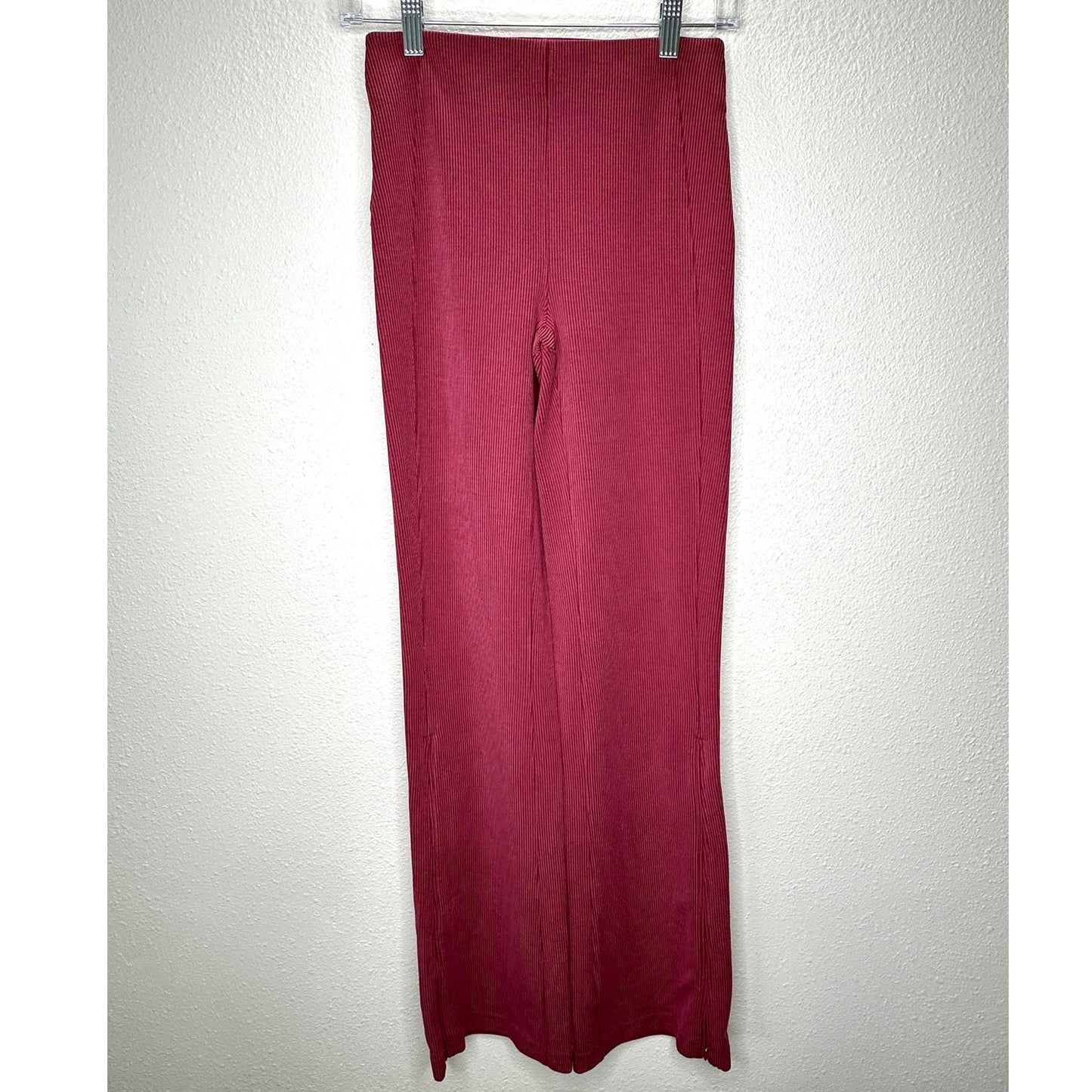 Lululemon Dark Pink Pomegranate Brushed Softstreme Ribbed Zip Flared Pant 4