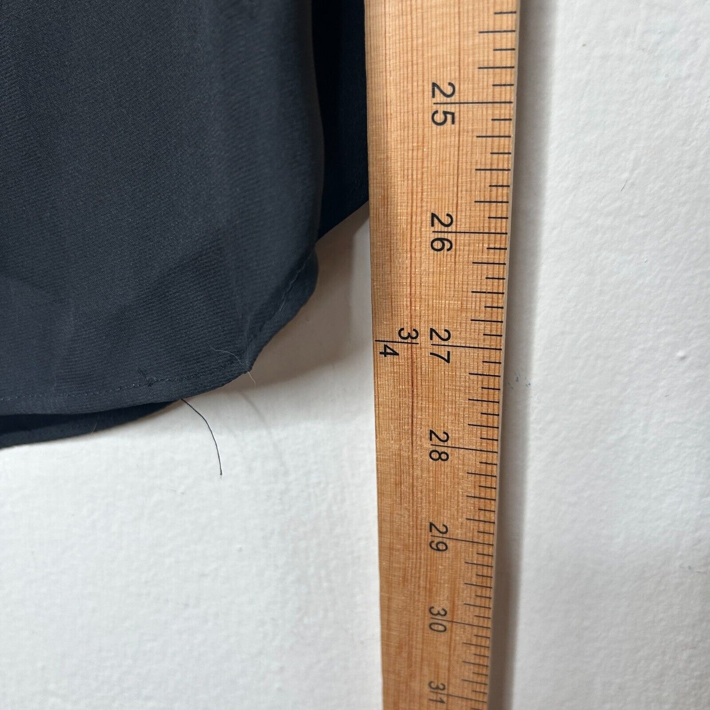 Ellison Black Satin V-Neck Front Button with Pockets Long Sleeve Blouse S