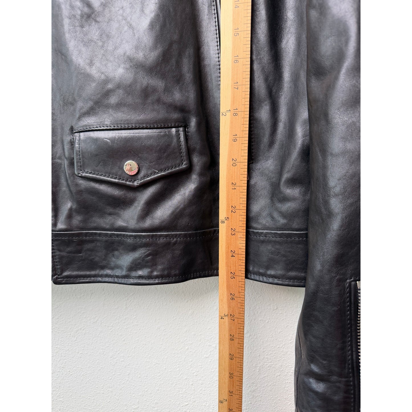 Versace Black Leather Moto Biker Jacket Men L