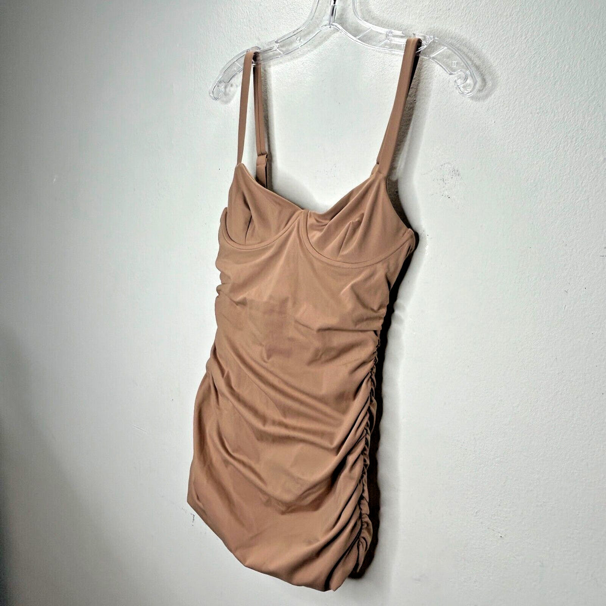 NWT Skims Sienna Tan Sculpting Ruched One Piece Bathing suit Swim Dress Small