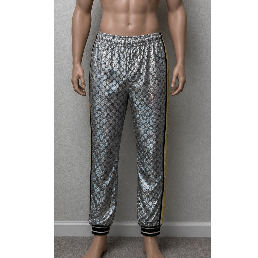 Gucci Silver GG Crystal Jogger Pants Men's M