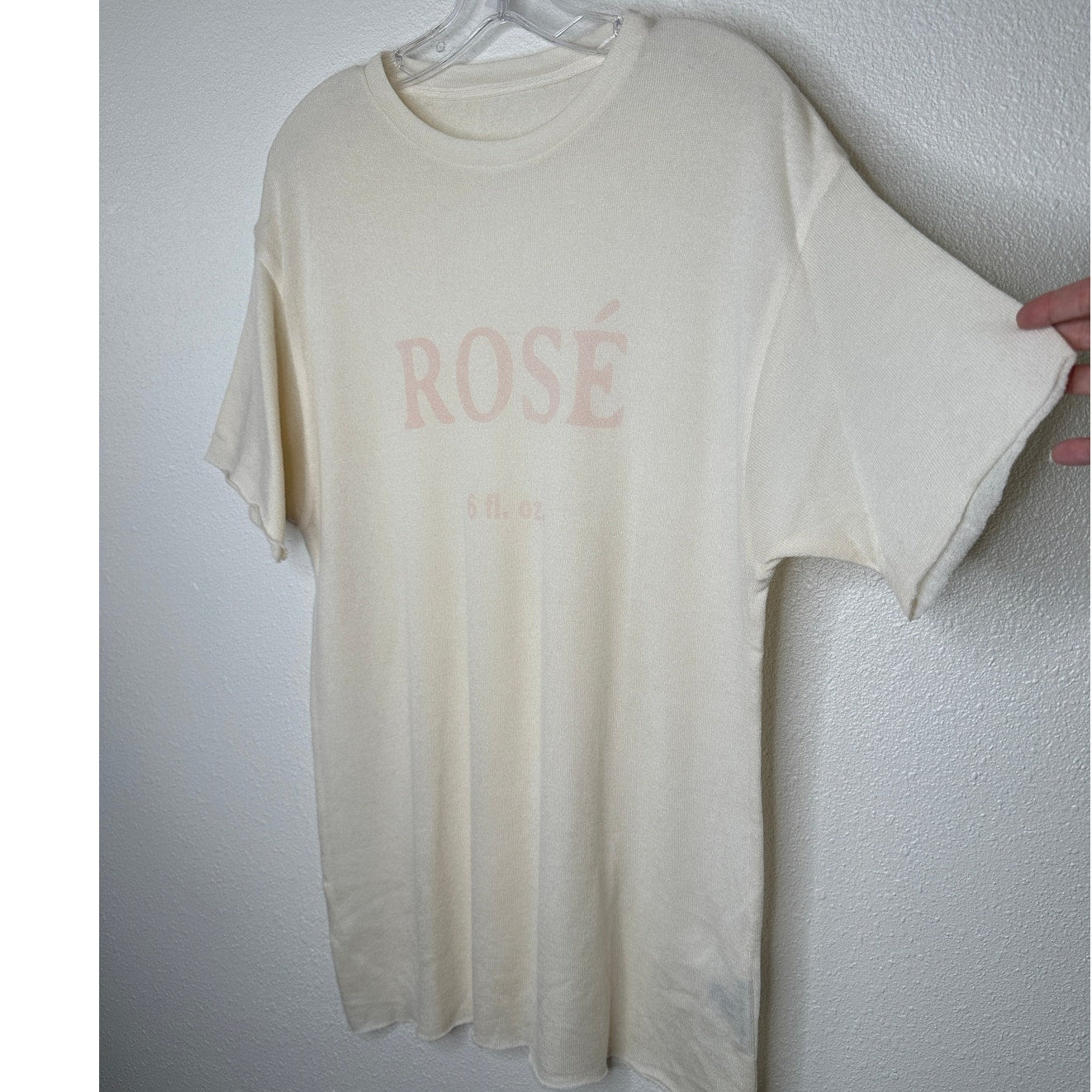 The Elder Statesman Cream with Pink Rose Graphic Cashmere Silk Blend Sweater M