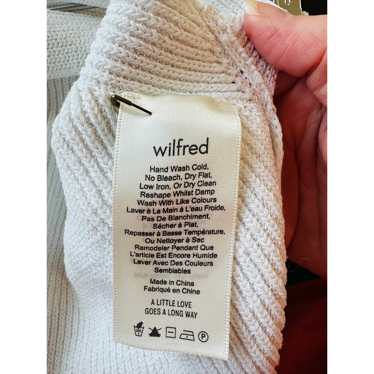 Wilfred Ivory White Knit Criss Cross Crop Sweater Top Large