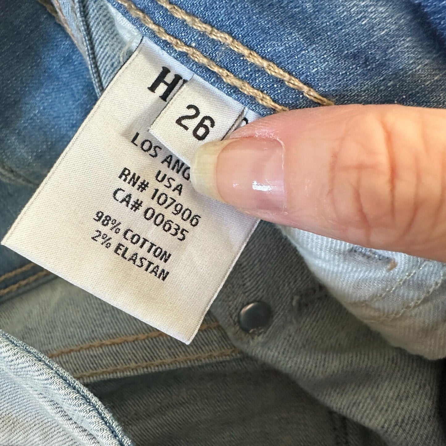 Hudson Double Button Light Blue Wash Jeans Low-Rise Boot Cut Flap Pockets 26