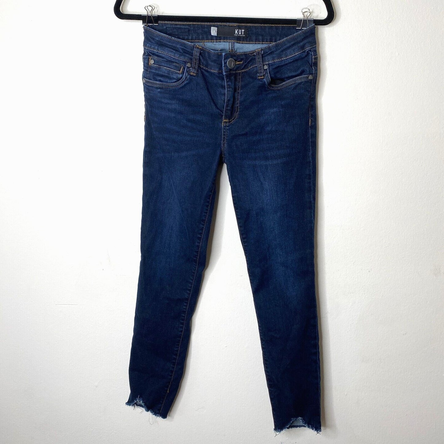 Kut From The Kloth Blue Connie High Rise Slim Fit Raw V-Cut Ankle Hem Jeans 4