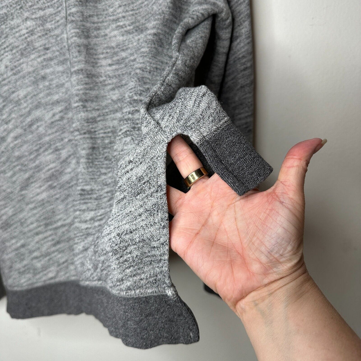 Rag & Bone Heather Gray Georgia Boxy Jumper Sweatshirt Dark Gray Trim S