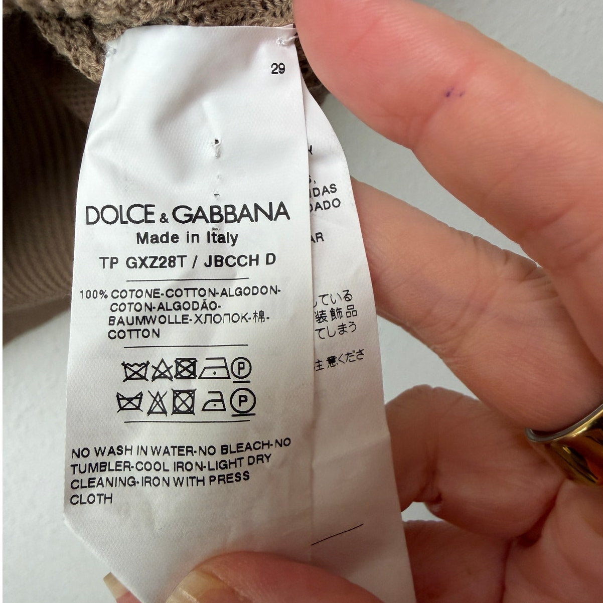 Dolce Gabbana Mens US 40 Beige Openwork Knit Polo Shirt
