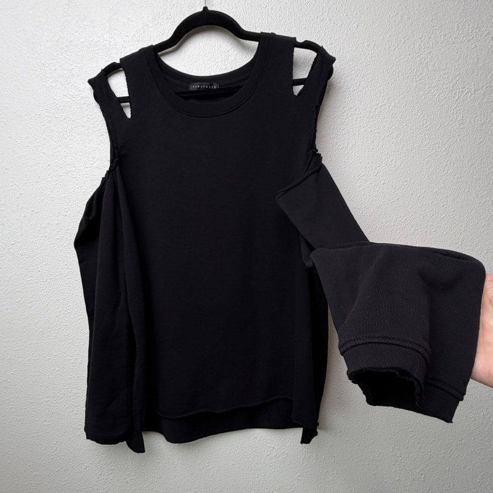 Sanctuary Black Cold Shoulder Sweatshirt Women L