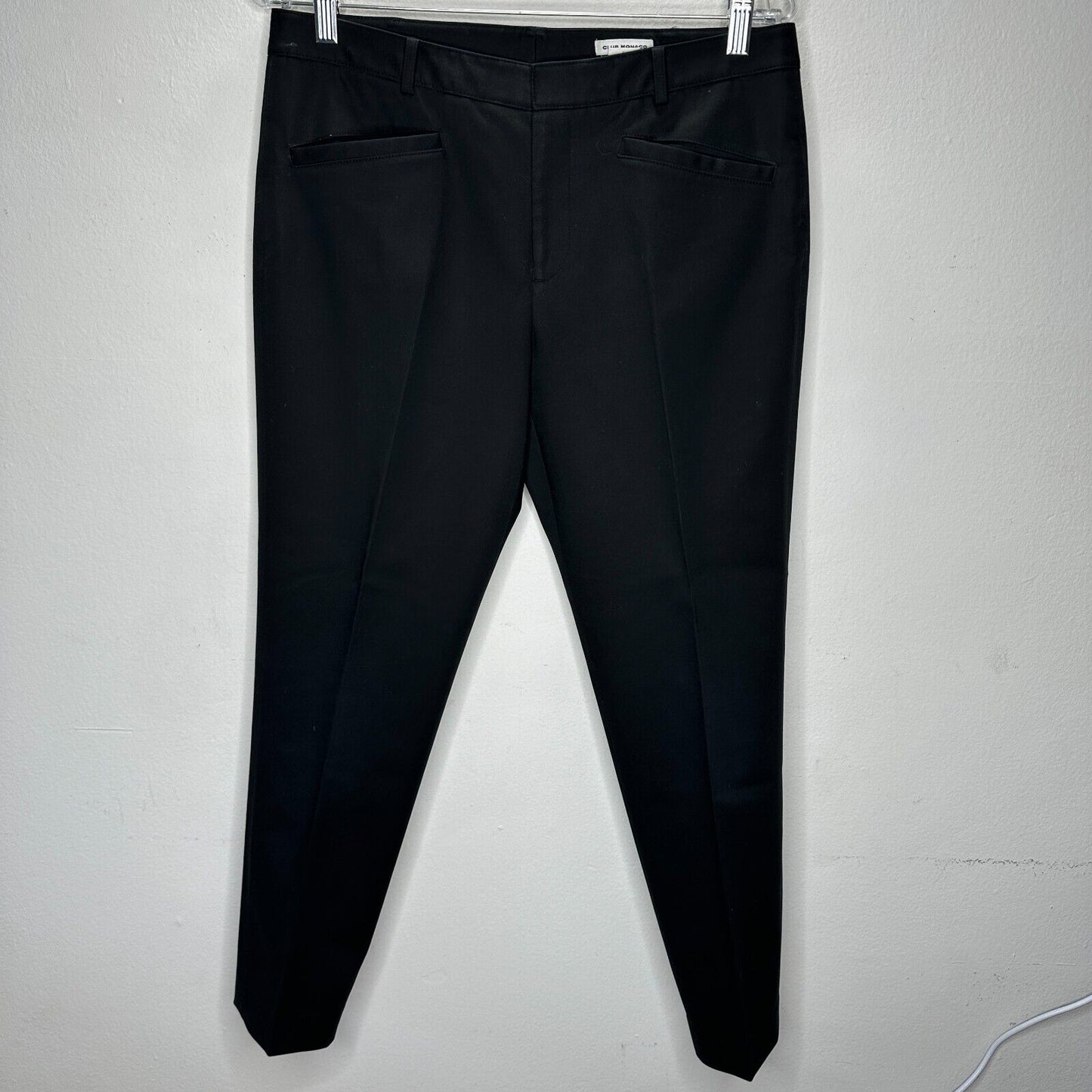 Club Monaco Jet Black Pressed Front Crease Straight Leg Trouser Pant Pockets 8