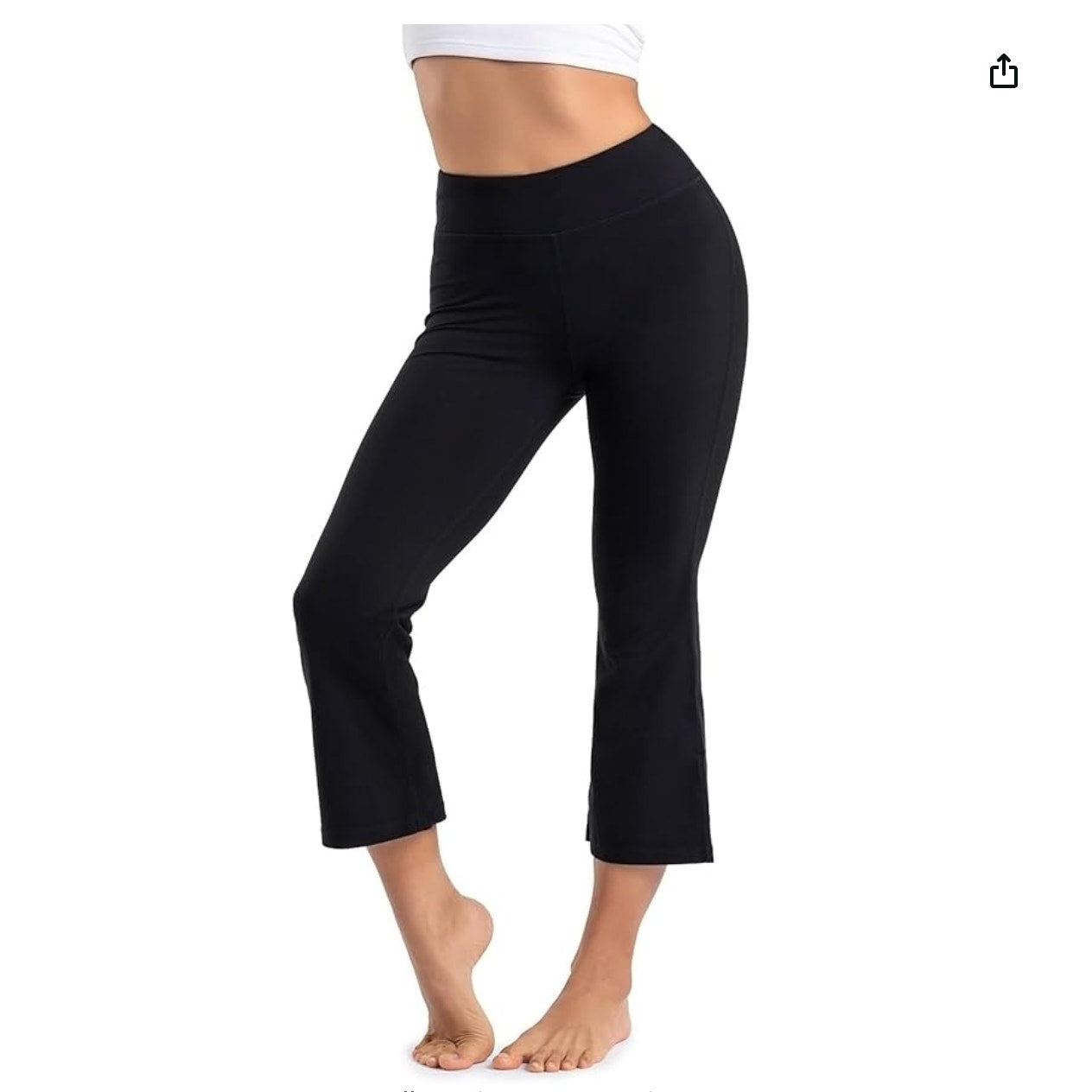 NWT YogiPace Black Wide Waistband Cropped Wide Leg Yoga Pant Small