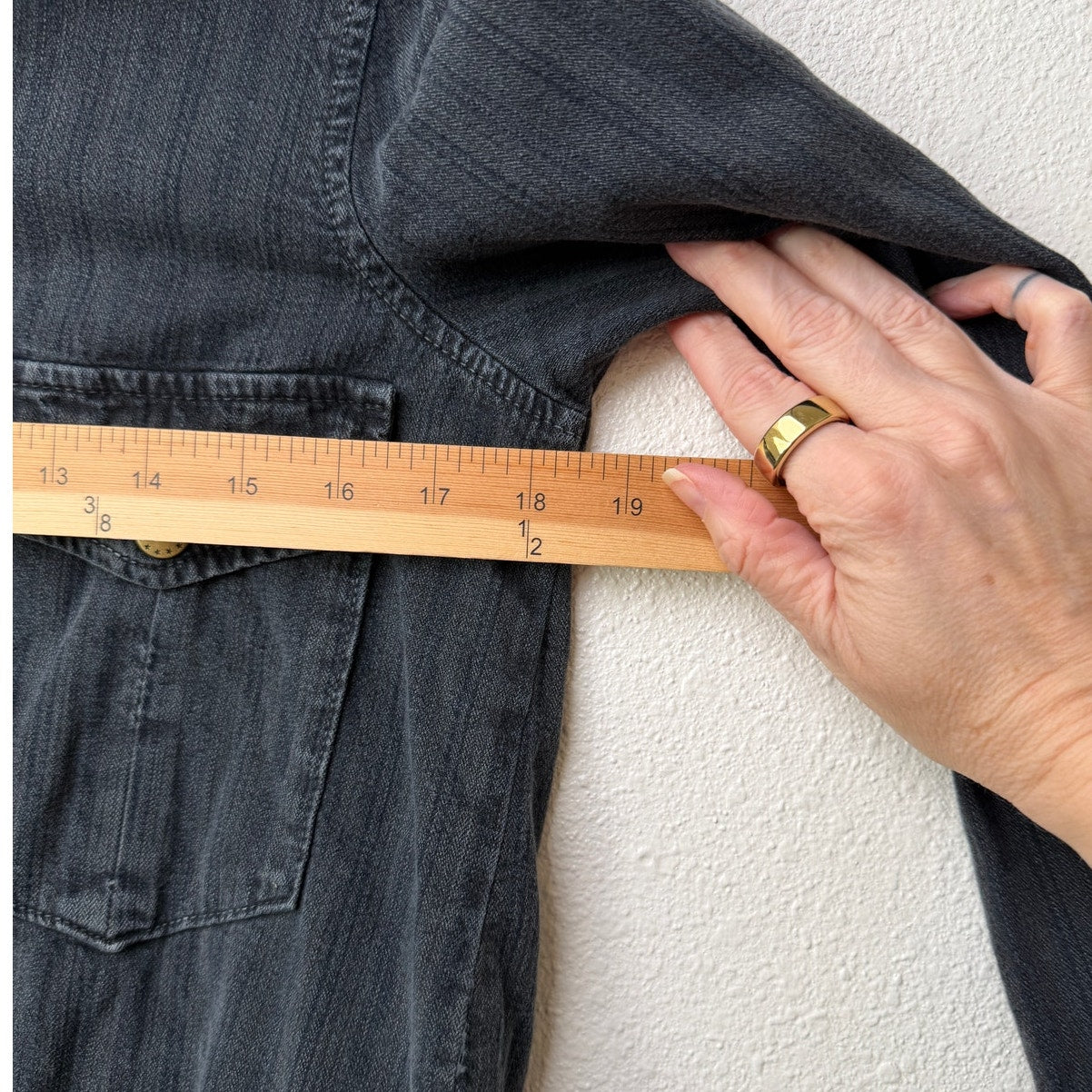 The Great Washed Black Denim Long Sleeve Shirt Size 0