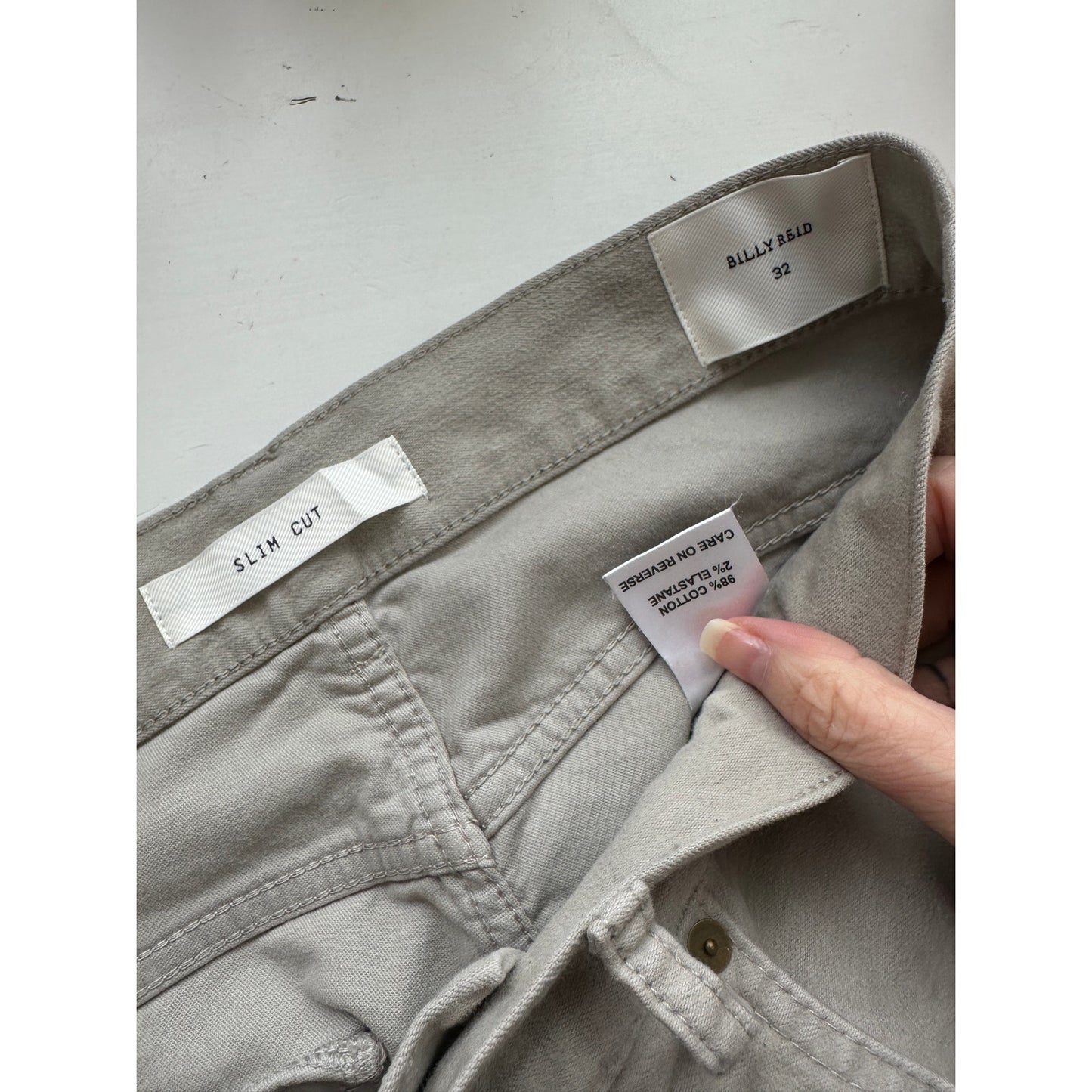 Billie Reid Taupe Slim Cut 5-Pocket Casual Jeans 32