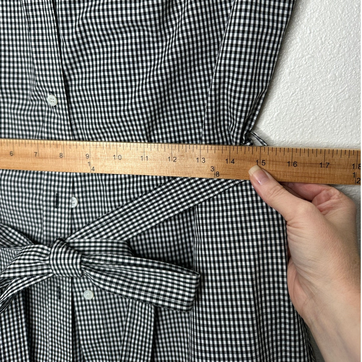 Frame Black & White Gingham Sleeveless Shoulder Pad Button Collared Shirtdress S