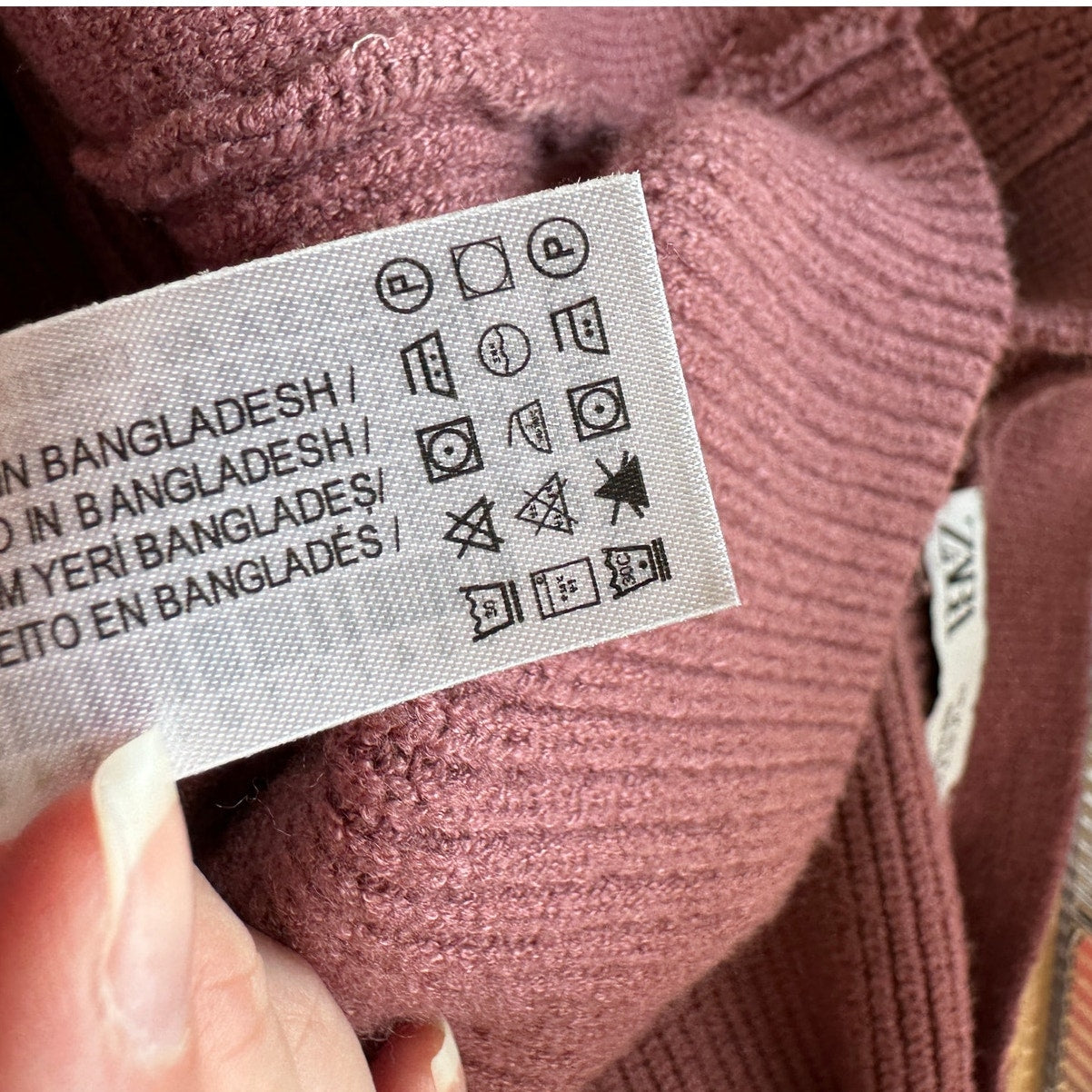 ZARA Mauve Balloon Sleeve V-Neck Cropped Button Chunky Knit Cardigan Sweater M