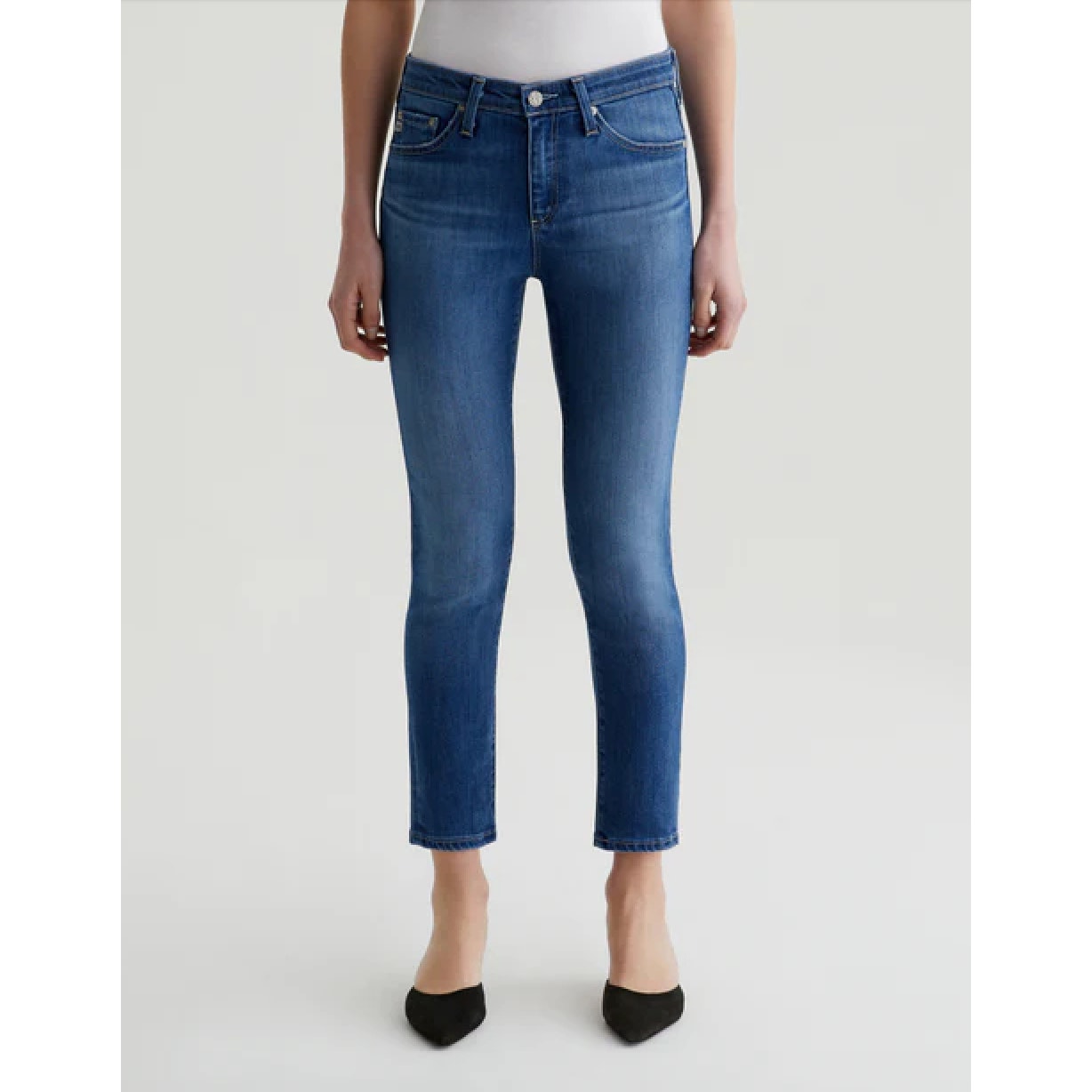 AG-ED Adriano Medium Light Wash Prima Crop Cigarette Leg Jeans 30