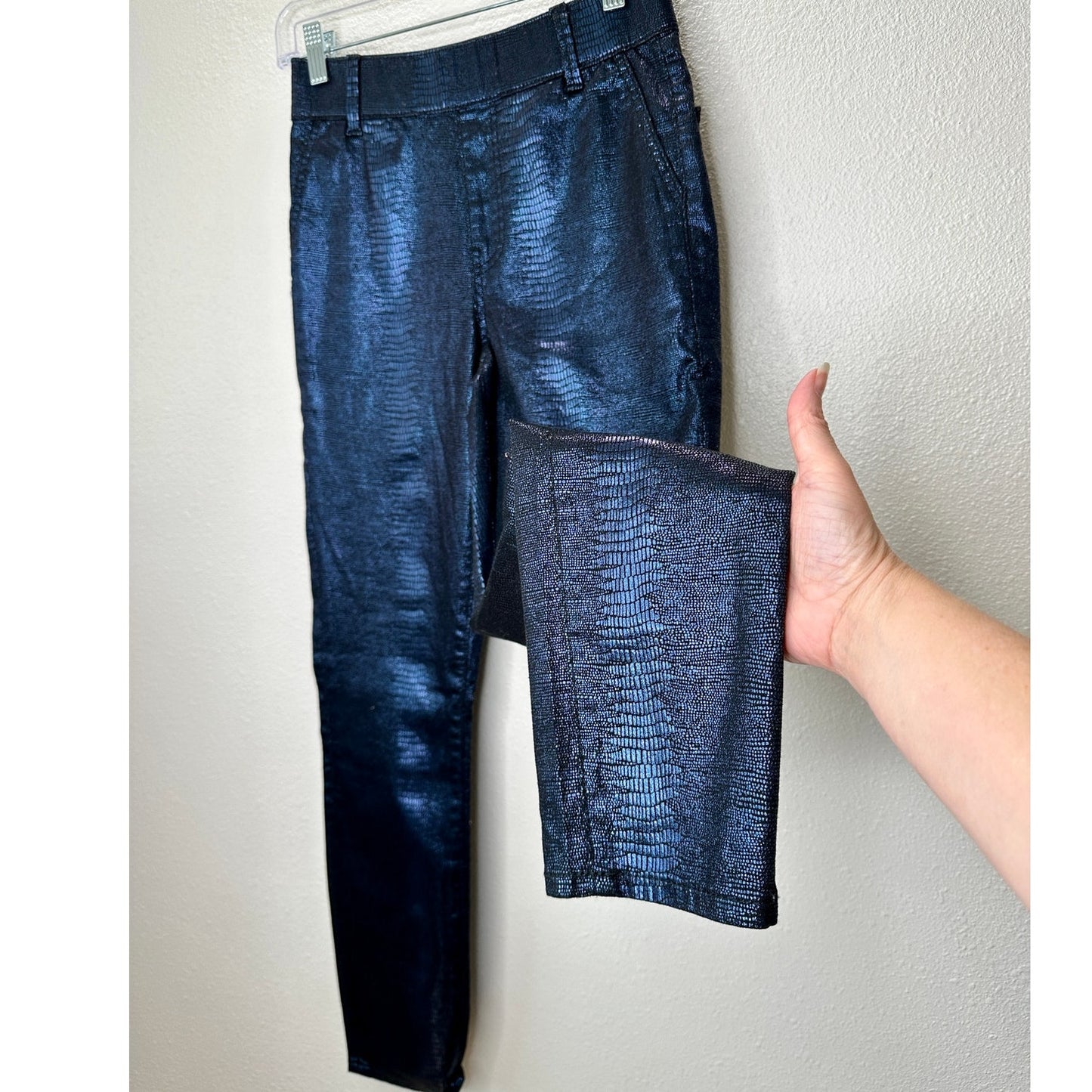 NWT Juicy Couture Navy Black Metallic Snake Print Pull On Jegging 26