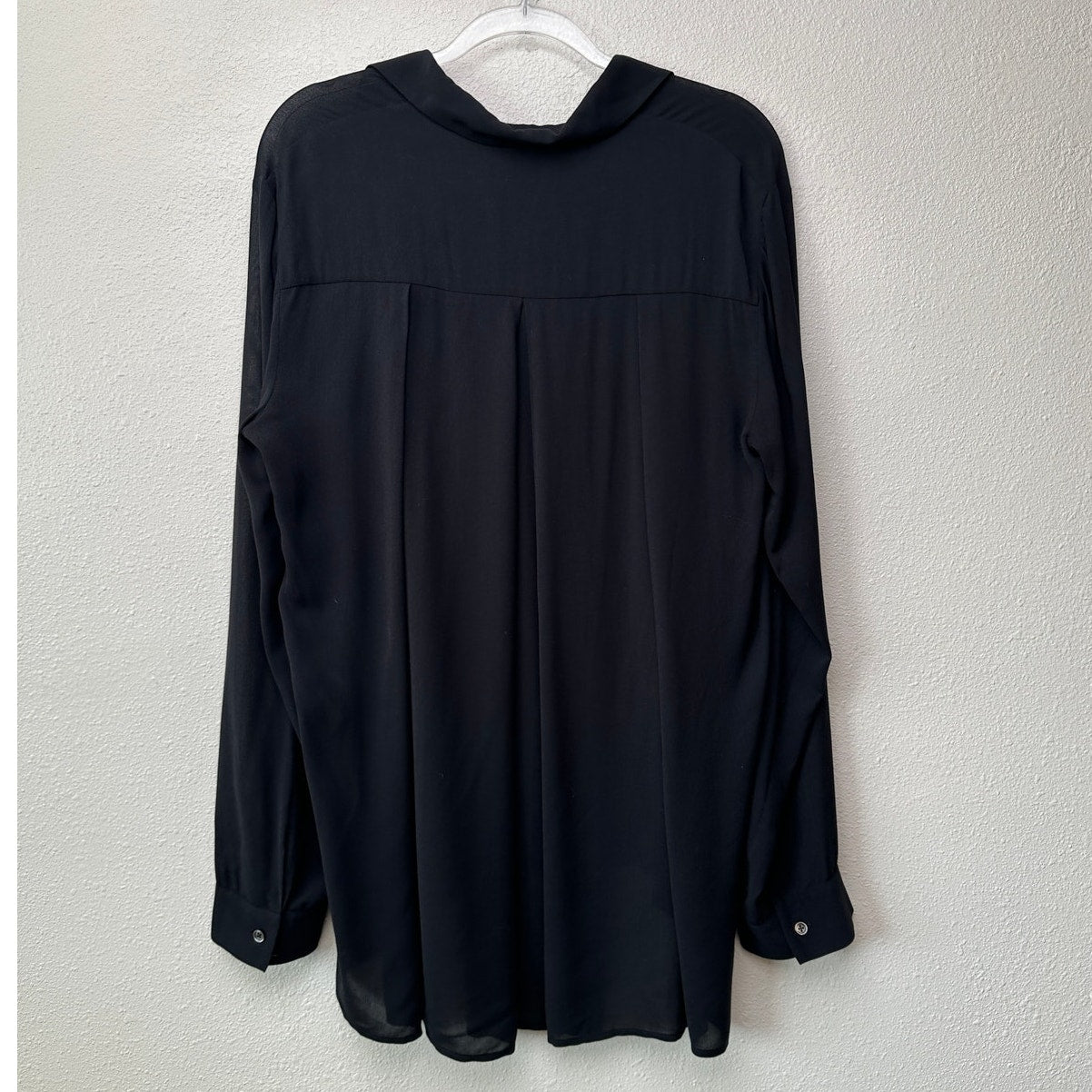 The Row Black Shirt Button Long Sleeve Collared L Semi Sheer
