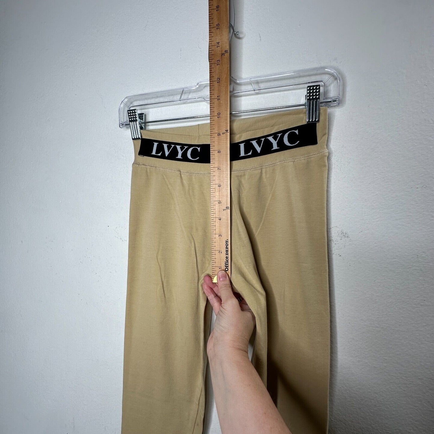 LVYC Les Vertes Yacht Club Tan Leggings Black LVYC logo Waist Medium