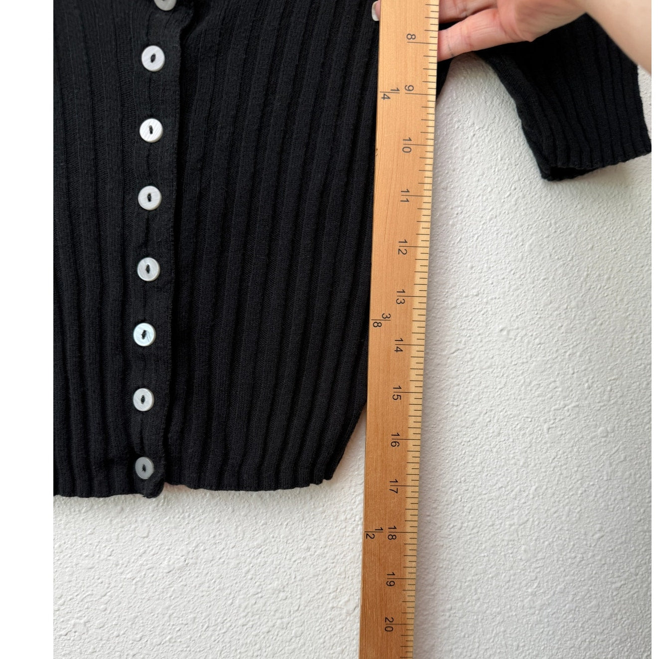 Free People Little Cutie Black Ribbed Cardigan US S