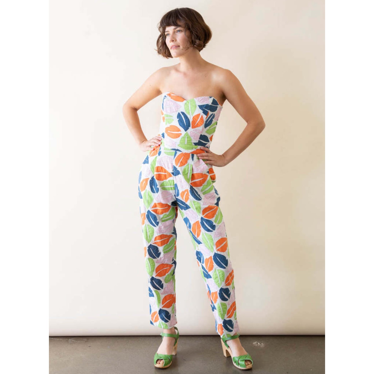 The Odells Ellie Multi-Color Leaf Print Bustier Jumpsuit  2