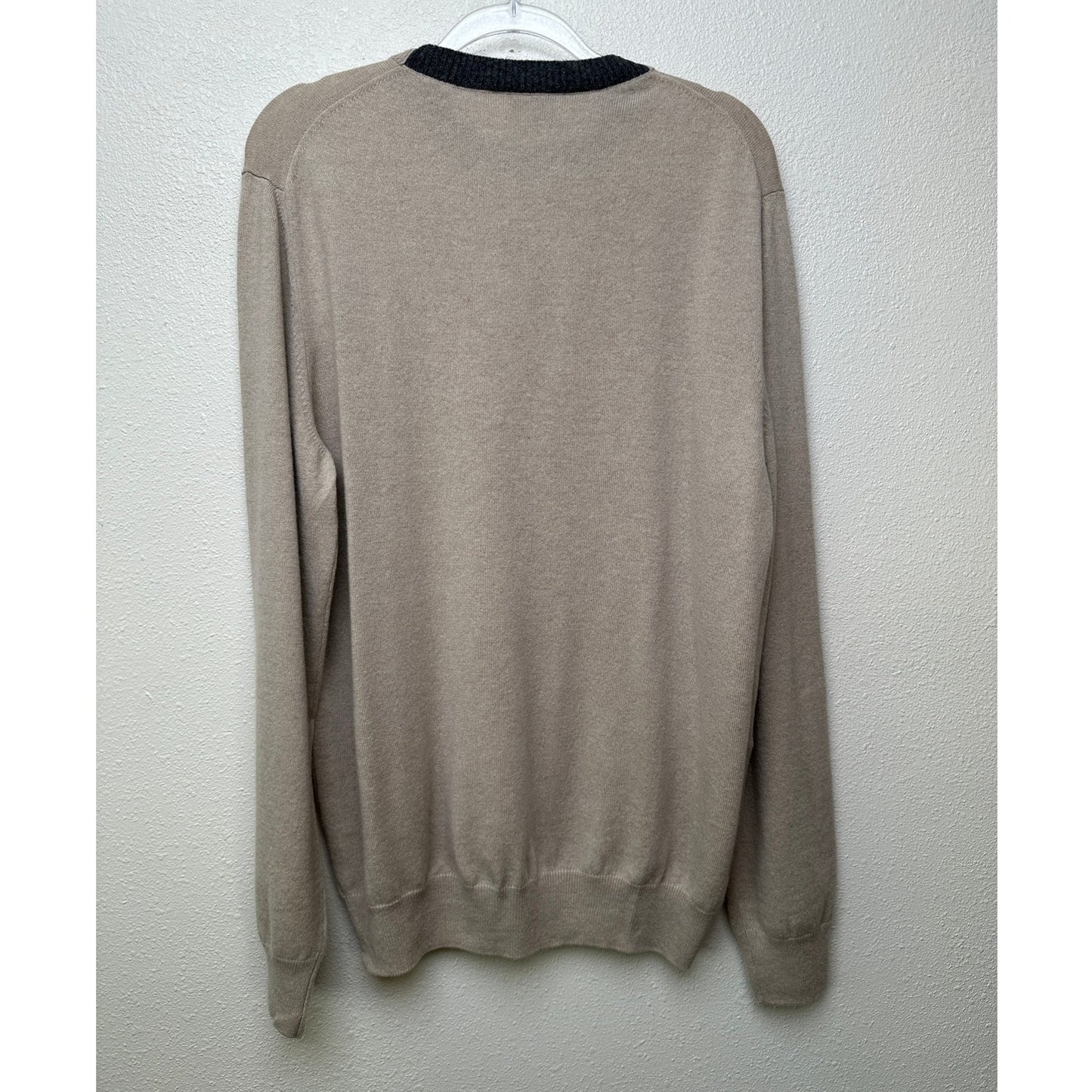 Hermes 100% Cashmere Crewneck Sweater Beige Men’s 2XL Made in Italy