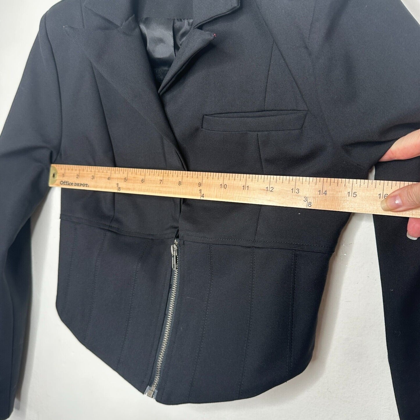 CARMAR Black Cotton Cropped Vest Jacket Half Zip Front Breast Pocket Size XS