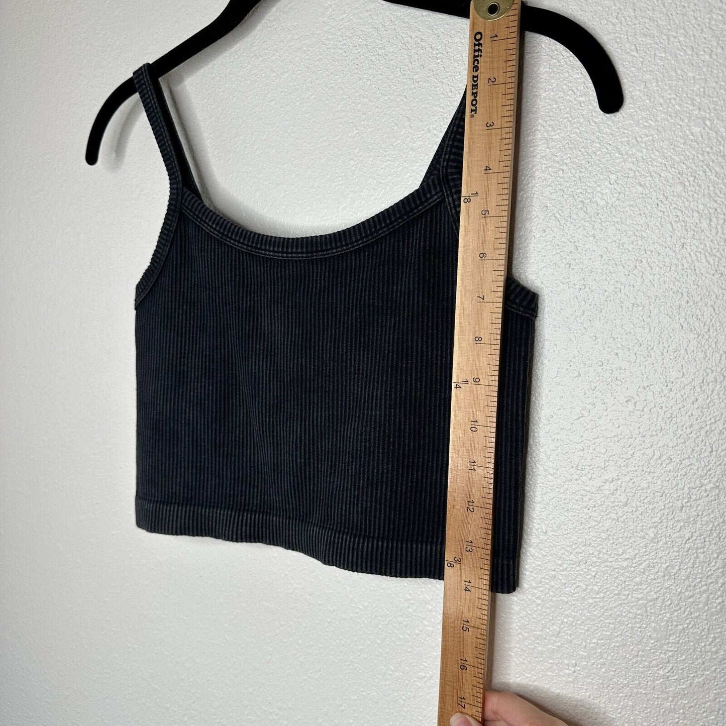 Forever 21 Faded Black Ribbed Square Neck Spaghetti Strap Crop Tank Top S / M
