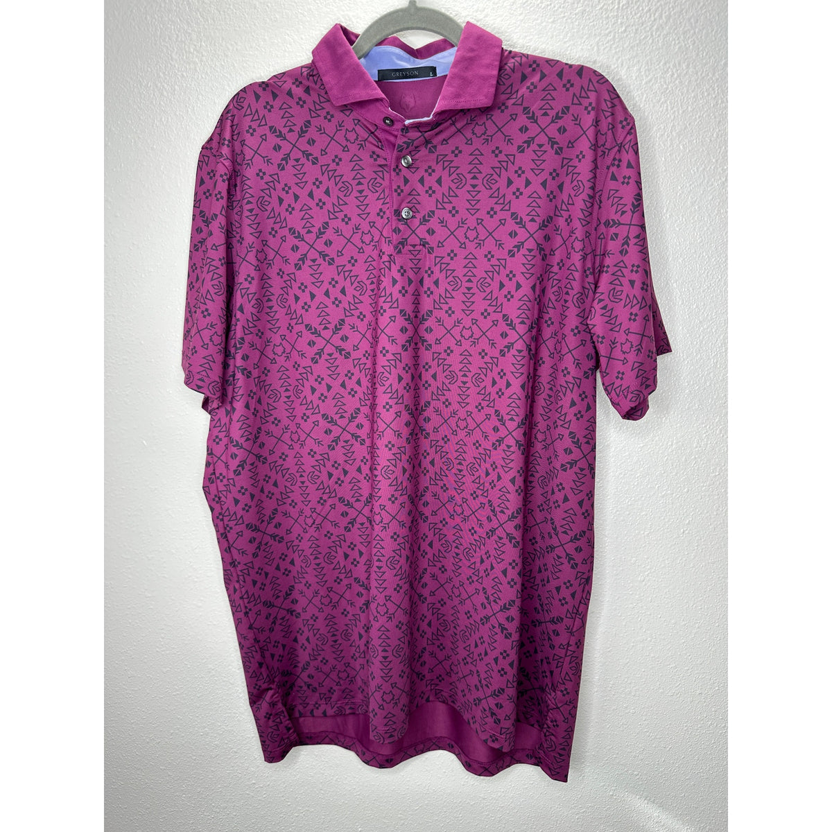 Greyson Men's Purple Performance Geometric Design Polo L